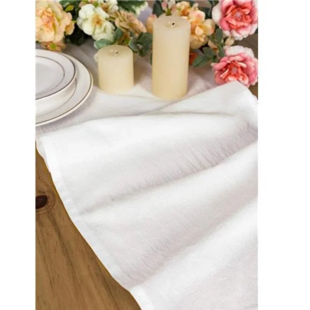 Farmhouse Table Runner Country Cottage Decor White Cotton Decorative Cloth 12x72